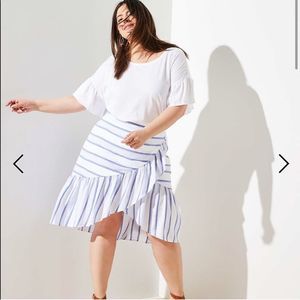 LOFT Plus Striped Ruffle Wrap Skirt